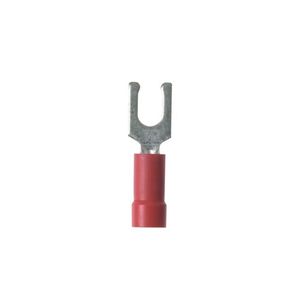 Panduit Fork Terminal, #10 Stud Size, 18 AWG, Vinyl Insulated, Red, 1000 PK PV18-10LF-MY - main